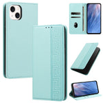Custodia per telefono in ecopelle con motivo a meandro in rilievo e protezione RFID., For iPhone 14 / 13, For iPhone 14 Pro Max, For iPhone 14 Pro
