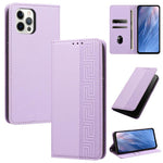 Custodia per telefono in ecopelle con motivo a meandro in rilievo e protezione RFID., For iPhone 12 / 12 Pro, For iPhone 12 Pro Max, For iPhone 11 Pro Max