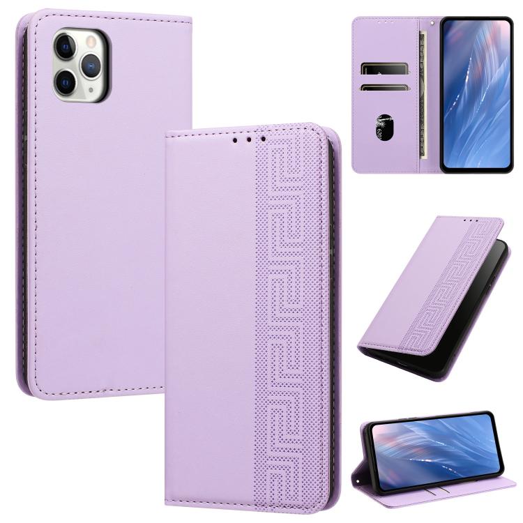 Custodia per telefono in ecopelle con motivo a meandro in rilievo e protezione RFID., For iPhone 11, For iPhone 11 Pro