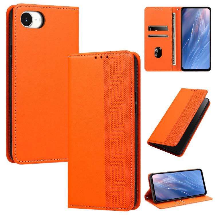 Custodia per telefono in ecopelle con motivo a meandro in rilievo e protezione RFID., For iPhone 18 Pro, For iPhone 18 Pro Max, For iPhone 17e / 16e