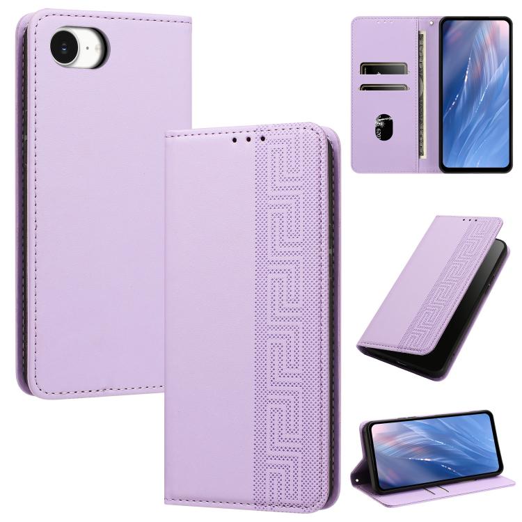 Custodia per telefono in ecopelle con motivo a meandro in rilievo e protezione RFID., For iPhone 18 Pro, For iPhone 18 Pro Max, For iPhone 17e / 16e