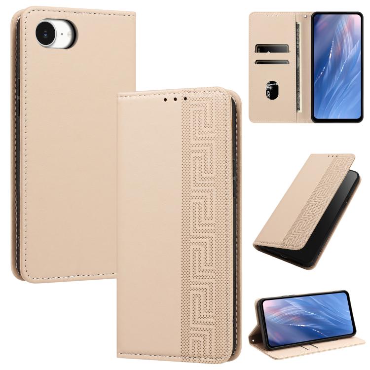 Custodia per telefono in ecopelle con motivo a meandro in rilievo e protezione RFID., For iPhone 18 Pro, For iPhone 18 Pro Max, For iPhone 17e / 16e