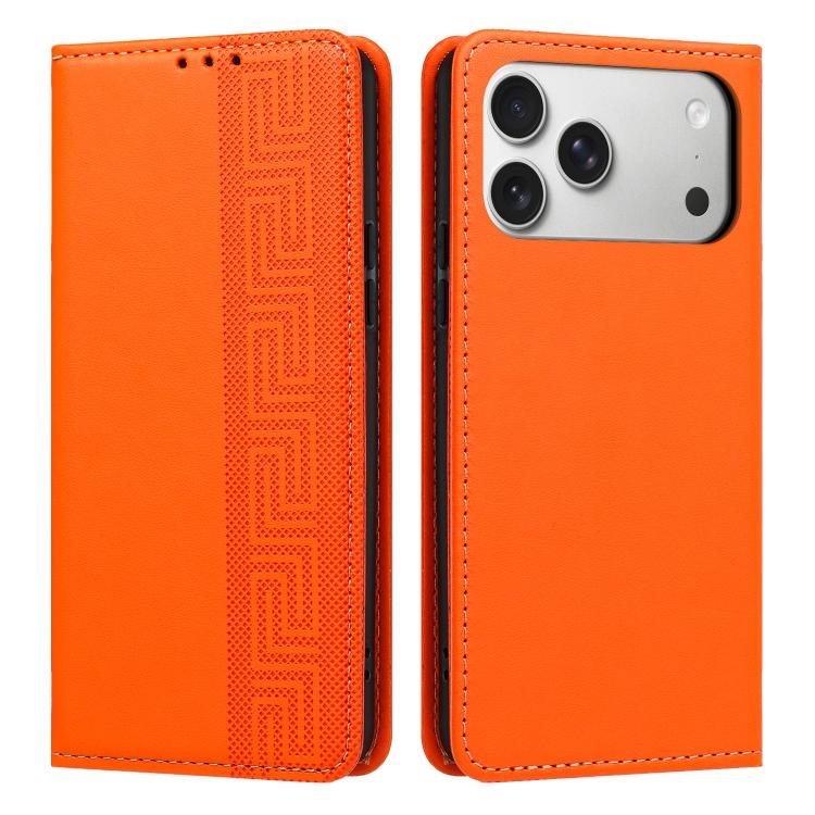 Custodia per telefono in ecopelle con motivo a meandro in rilievo e protezione RFID., For iPhone 18 Pro, For iPhone 18 Pro Max, For iPhone 17e / 16e