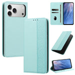 Custodia per telefono in ecopelle con motivo a meandro in rilievo e protezione RFID., For iPhone 18 Pro, For iPhone 18 Pro Max, For iPhone 17e / 16e