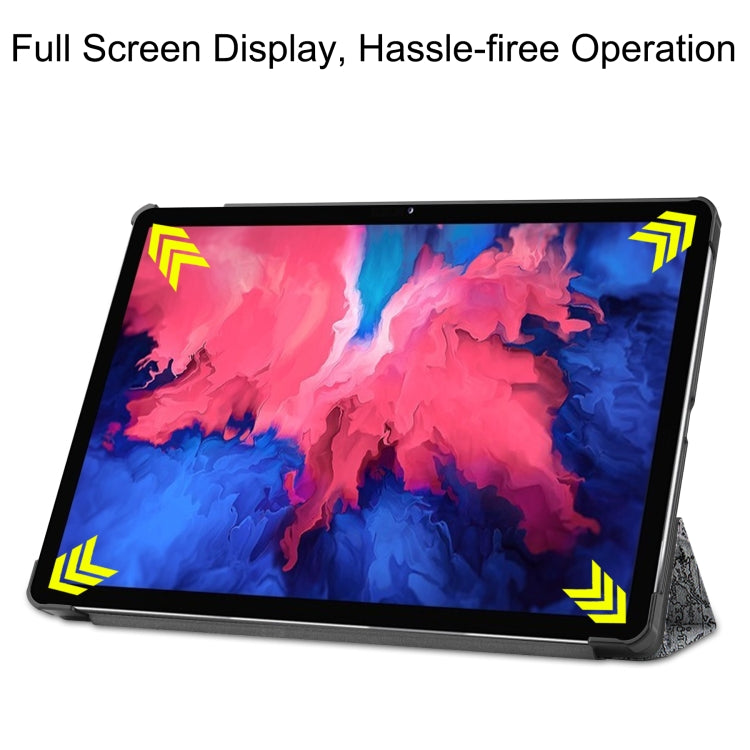 Custer Custodia in pelle piatta Smart Flip con motivo dipinto orizzontale con funzione Sleep / Wake-up e supporto a 3 pieghe, For Lenovo Tab P11 Pro (TB-XJ706F), For Lenovo Tab P11 TB-J606F / TB-J607Z