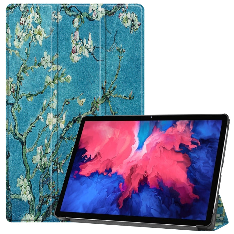 Custer Custodia in pelle piatta Smart Flip con motivo dipinto orizzontale con funzione Sleep / Wake-up e supporto a 3 pieghe, For Lenovo Tab P11 Pro (TB-XJ706F), For Lenovo Tab P11 TB-J606F / TB-J607Z