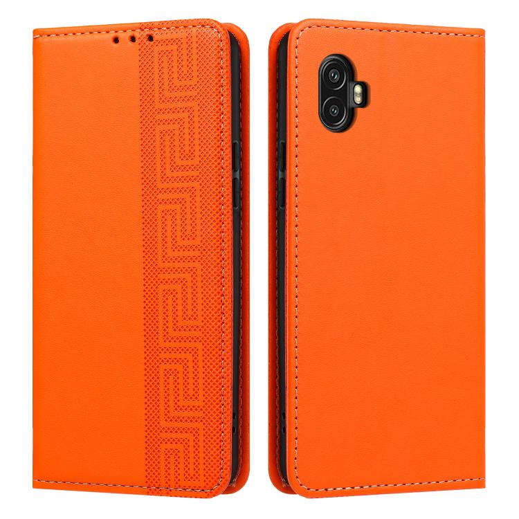 Custodia per telefono in ecopelle con motivo a meandro in rilievo e protezione RFID., For Samsung Galaxy XCover7 Pro, For Samsung Galaxy XCover7