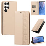 Custodia per telefono in ecopelle con motivo a meandro in rilievo e protezione RFID., For Galaxy S23+ 5G, For Galaxy S23 5G, For Galaxy S22 Ultra 5G