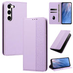 Custodia per telefono in ecopelle con motivo a meandro in rilievo e protezione RFID., For Galaxy S23+ 5G, For Galaxy S23 5G, For Galaxy S22 Ultra 5G