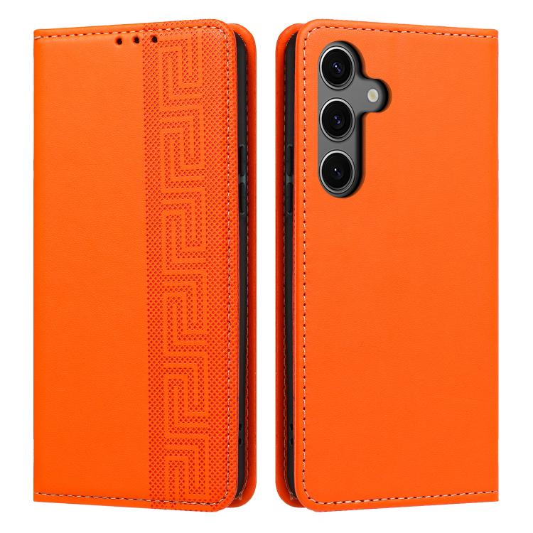 Custodia per telefono in ecopelle con motivo a meandro in rilievo e protezione RFID., For Galaxy S24 5G, For Galaxy S23 FE 5G, For Galaxy S23 Ultra 5G