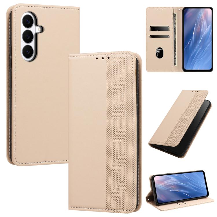 Custodia per telefono in ecopelle con motivo a meandro in rilievo e protezione RFID., For Galaxy S26 FE 5G, For Galaxy S26+ 5G, For Galaxy S26 Ultra 5G