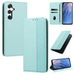 Custodia per telefono in ecopelle con motivo a meandro in rilievo e protezione RFID., For Galaxy M15 5G, For Galaxy M54 5G, For Galaxy M14 5G