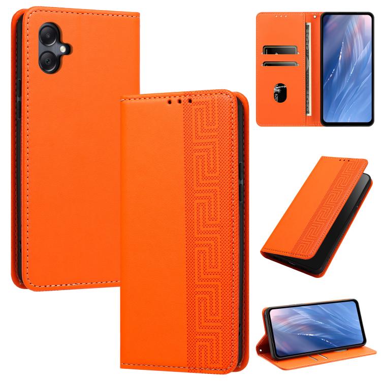 Custodia per telefono in ecopelle con motivo a meandro in rilievo e protezione RFID., For Galaxy A55 5G, For Galaxy A35 5G, For Galaxy A05 4G