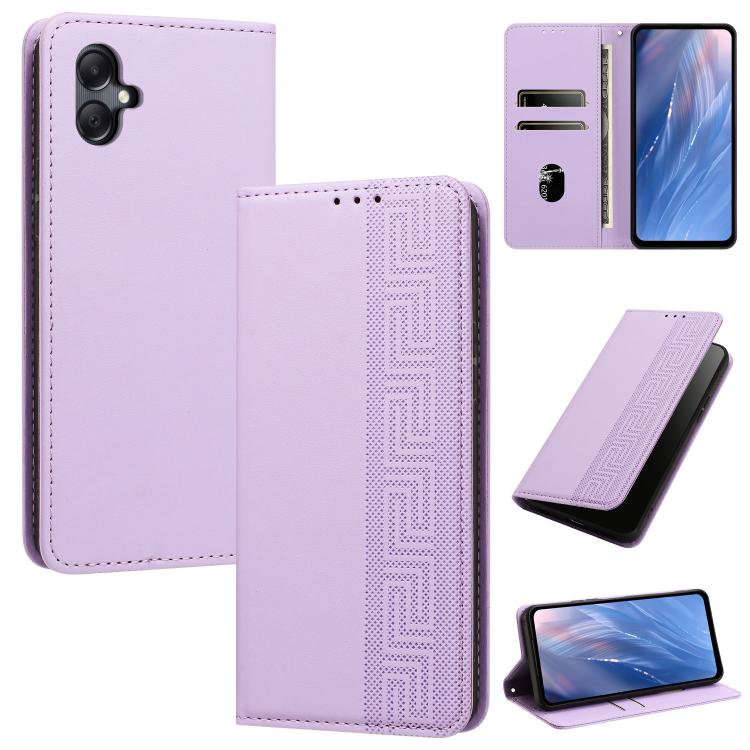 Custodia per telefono in ecopelle con motivo a meandro in rilievo e protezione RFID., For Galaxy A55 5G, For Galaxy A35 5G, For Galaxy A05 4G