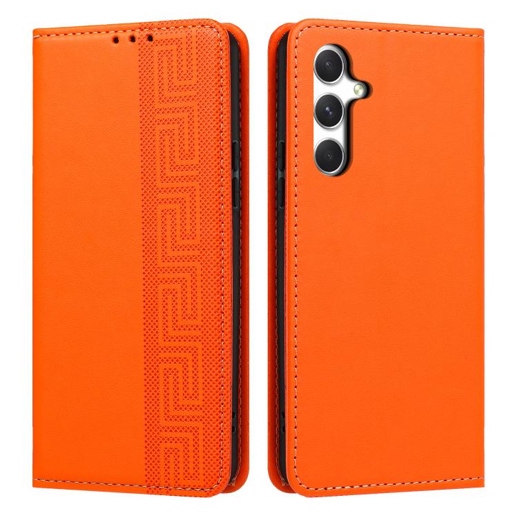 Custodia per telefono in ecopelle con motivo a meandro in rilievo e protezione RFID., For Galaxy A05s 4G, For Galaxy A25 5G, For Galaxy A24 4G