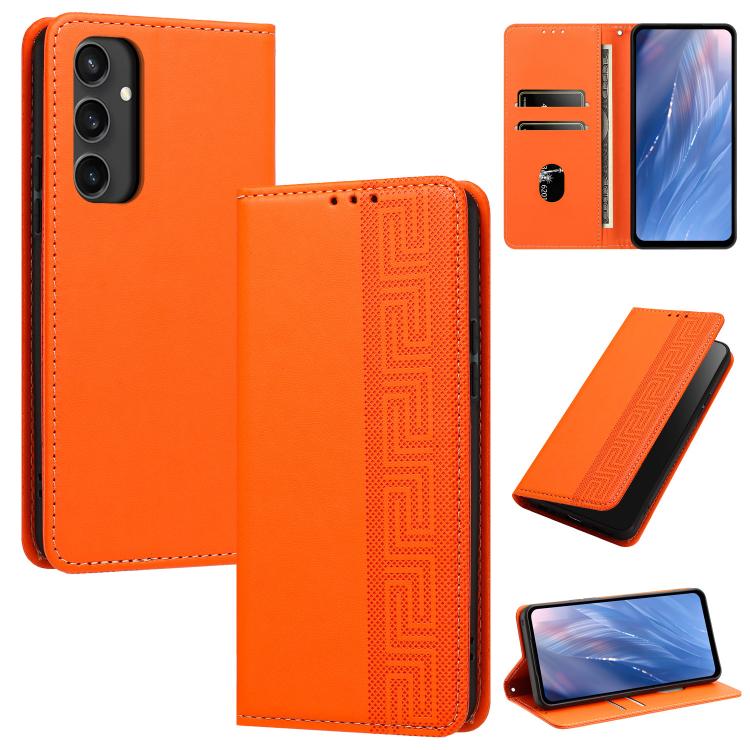 Custodia per telefono in ecopelle con motivo a meandro in rilievo e protezione RFID., For Galaxy A33 5G, For Galaxy A13 4G, For Galaxy A32 4G