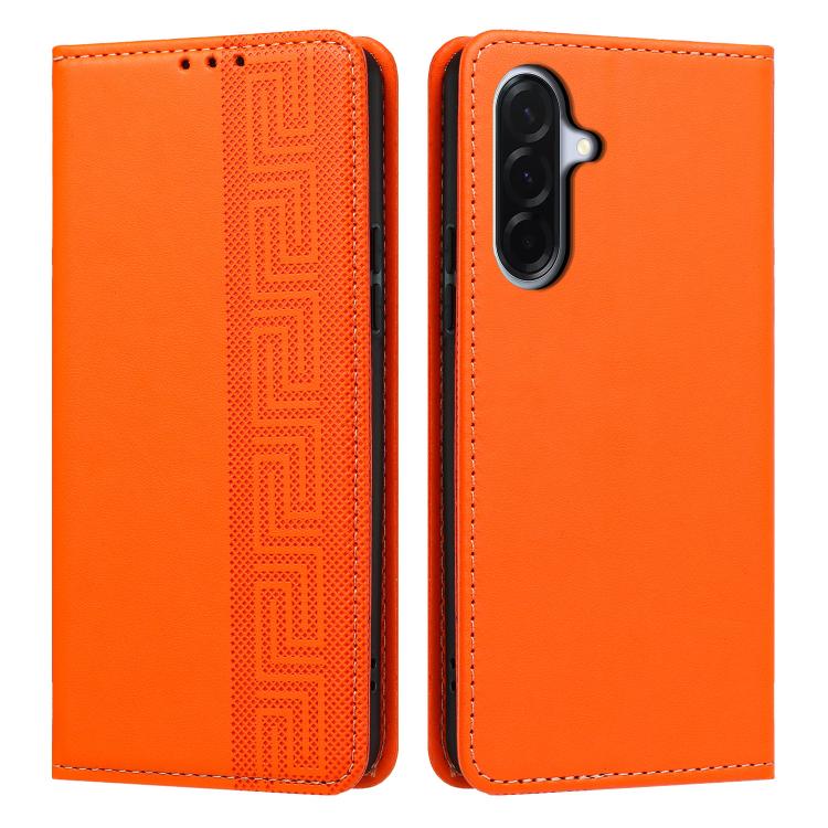 Custodia per telefono in ecopelle con motivo a meandro in rilievo e protezione RFID., For Galaxy A26 5G, For Galaxy A36 5G, For Galaxy A15 5G / 4G