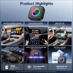 Yesido KM33 Wired to Wireless CarPlay and Android Auto Car AI Smart Box Adapter with RGB Light, KM33