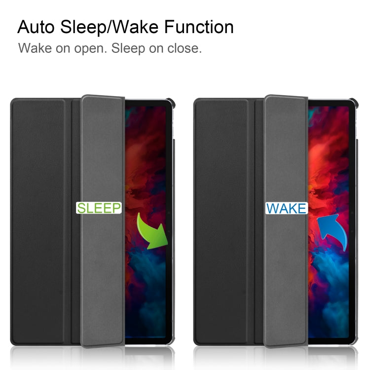 Custer Texture custodia orizzontale in pelle flip con supporto a tre pieghe e funzione Sleep/Wake-up, For Lenovo Tab P11 Pro (TB-XJ706F), For Lenovo Tab P11 (TB-J606F)