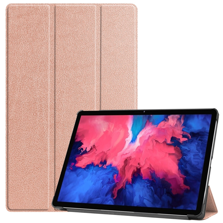 Custer Texture custodia orizzontale in pelle flip con supporto a tre pieghe e funzione Sleep/Wake-up, For Lenovo Tab P11 Pro (TB-XJ706F), For Lenovo Tab P11 (TB-J606F)