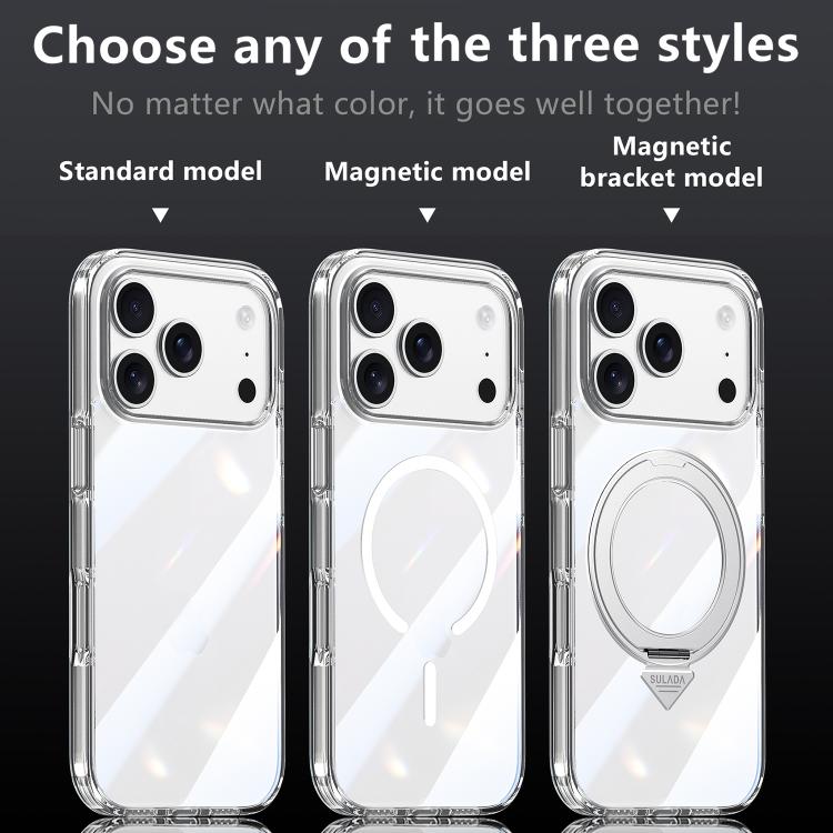 Custodia per telefono magnetica antiurto SULADA trasparente galvanizzata con airbag., For iPhone 18 Pro, For iPhone 18 Pro Max