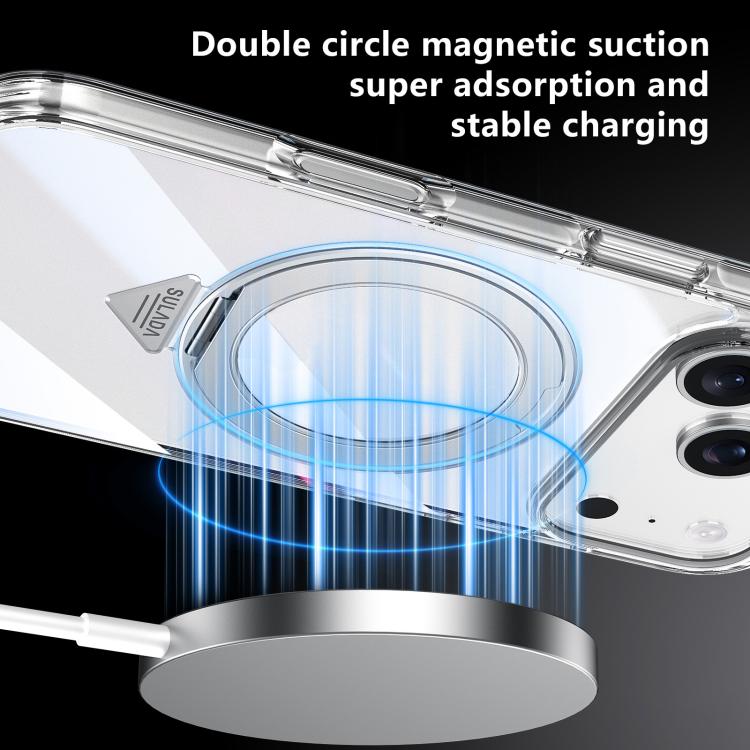Custodia per telefono magnetica antiurto SULADA trasparente galvanizzata con airbag., For iPhone 18 Pro, For iPhone 18 Pro Max