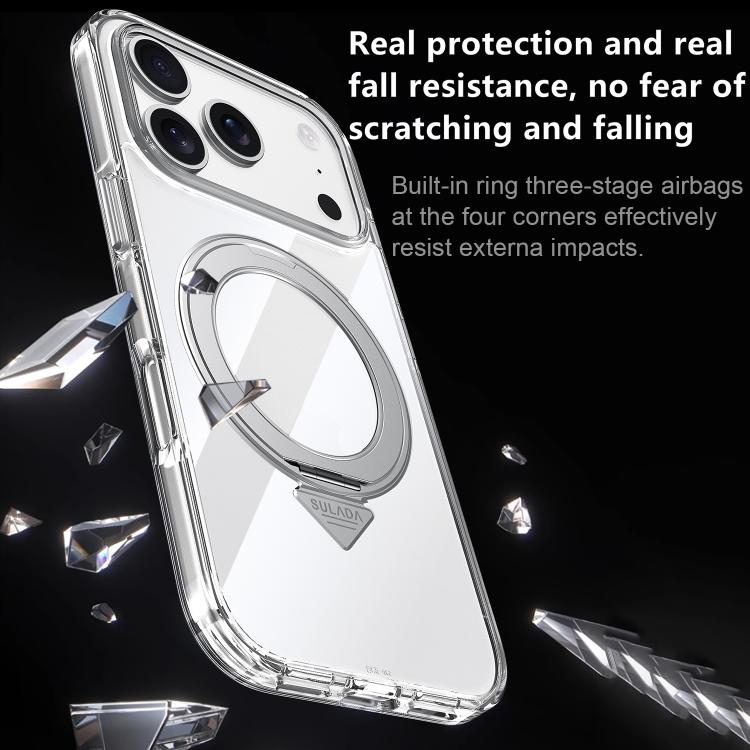 Custodia per telefono magnetica antiurto SULADA trasparente galvanizzata con airbag., For iPhone 18 Pro, For iPhone 18 Pro Max
