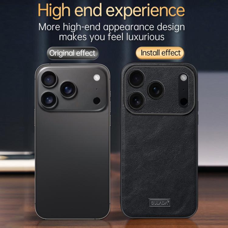 Custodia per telefono SULADA antiurto ibrida in TPU e pelle fatta a mano con fori di precisione, For iPhone 18 Pro Max, For iPhone 18 Pro