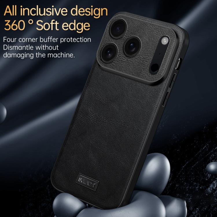 Custodia per telefono SULADA antiurto ibrida in TPU e pelle fatta a mano con fori di precisione, For iPhone 18 Pro Max, For iPhone 18 Pro