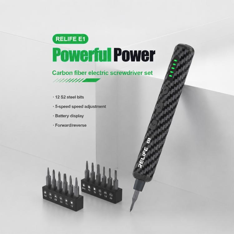 RELIFE E1 Powerful Carbon Fiber Electric Screwdriver Set