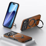 Custodia per telefono SULADA in pelle pieno fiore con supporto magnetico MagSafe., For iPhone 18 Pro, For iPhone 18 Pro Max, For iPhone 17 Pro Max, For iPhone 17 Pro, For iPhone 17