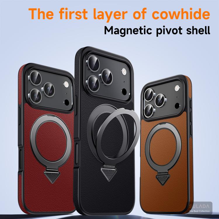 Custodia per telefono SULADA in pelle pieno fiore con supporto magnetico MagSafe., For iPhone 18 Pro, For iPhone 18 Pro Max, For iPhone 17 Pro Max, For iPhone 17 Pro, For iPhone 17