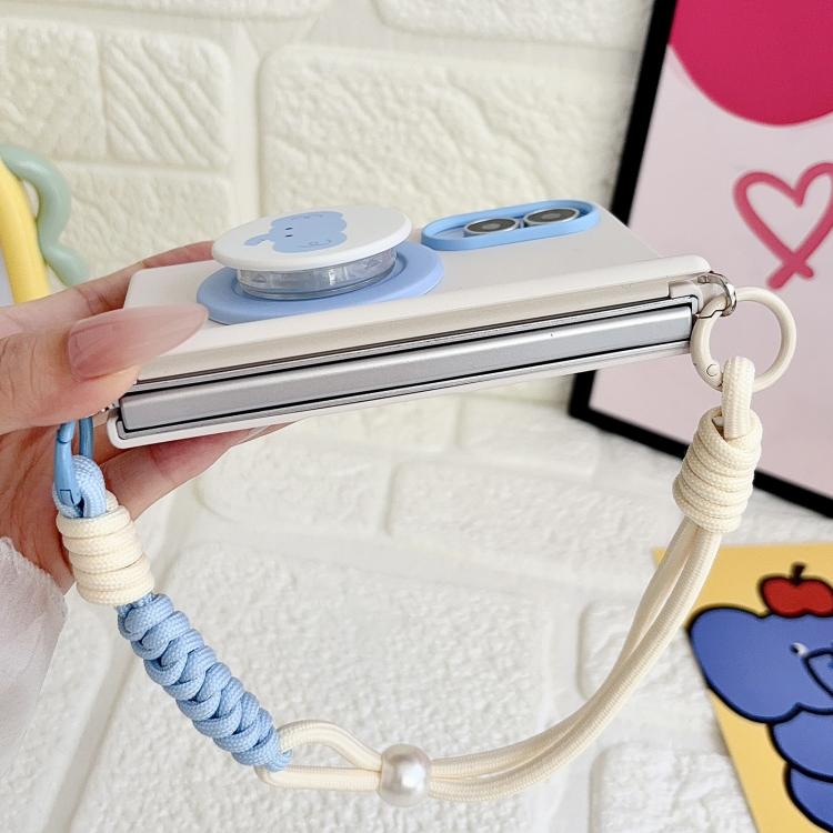 Custodia magnetica per telefono con cinturino da polso e supporto, asse centrale con morsetto laterale e finitura effetto pelle., For Galaxy Z Fold8 5G