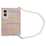 Custodia per telefono con cinturino, chiusura laterale magnetica, asse centrale, trama Fantasy Weave e cinturino., For Galaxy Z Fold8 5G
