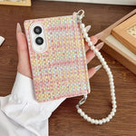 Custodia per telefono con cinturino, chiusura laterale magnetica, asse centrale, trama Fantasy Weave e cinturino., For Galaxy Z Fold8 5G