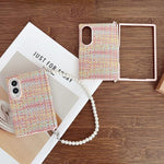 Custodia per telefono con cinturino, chiusura laterale magnetica, asse centrale, trama Fantasy Weave e cinturino., For Galaxy Z Fold8 5G
