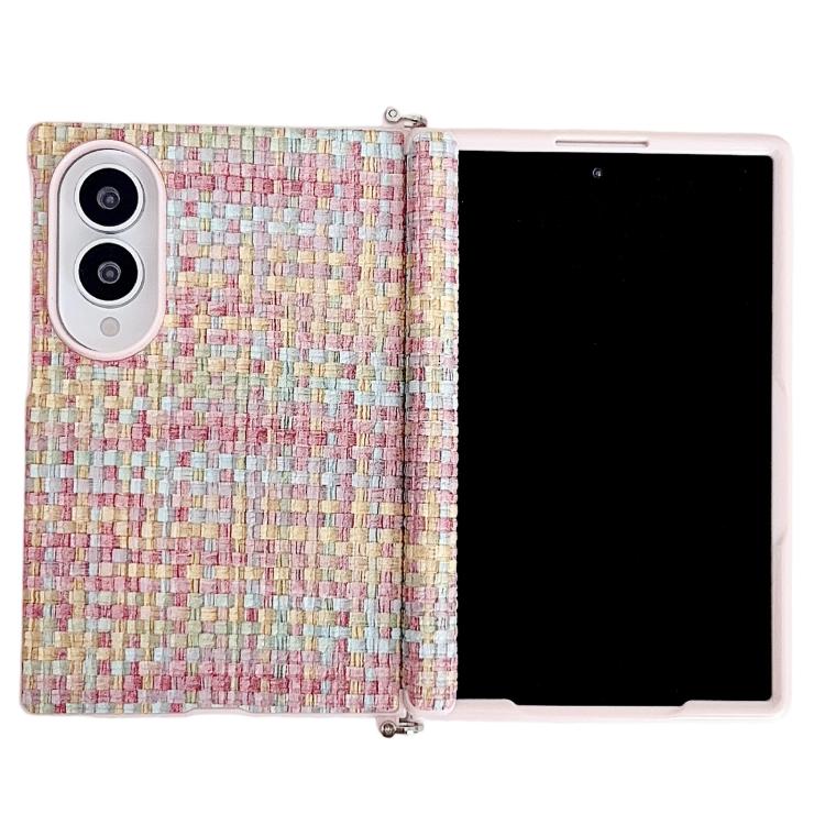 Custodia per telefono con texture Fantasy Weave e morsetto laterale magnetico ad asse centrale, For Galaxy Z Fold8 5G