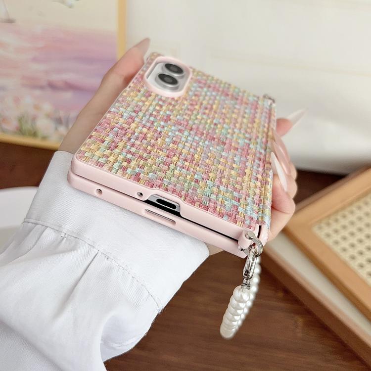 Custodia per telefono con texture Fantasy Weave e morsetto laterale magnetico ad asse centrale, For Galaxy Z Fold8 5G