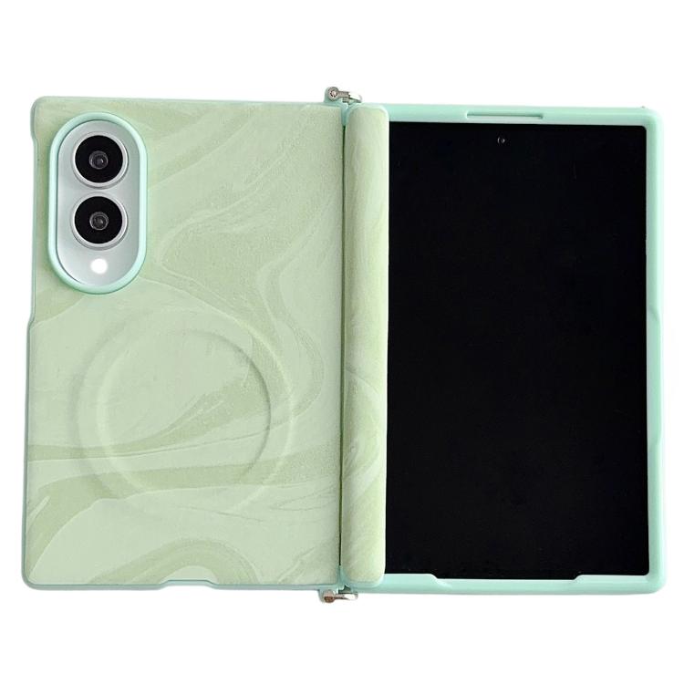 Custodia per telefono con texture a onda e morsetto laterale sull'asse centrale, con anello magnetico., For Galaxy Z Fold8 5G