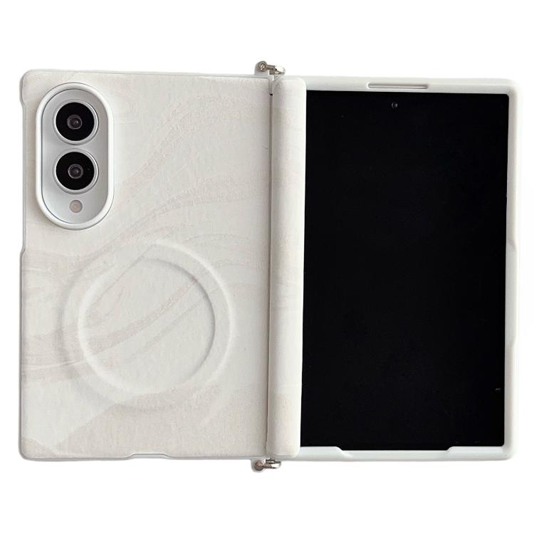 Custodia per telefono con texture a onda e morsetto laterale sull'asse centrale, con anello magnetico., For Galaxy Z Fold8 5G