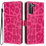 Portafoglio con stampa leopardata, custodia per telefono in ecopelle con cordino, For Galaxy S21 FE 5G, For Galaxy S21 5G, For Galaxy S21+ 5G, For Galaxy S21 Ultra 5G
