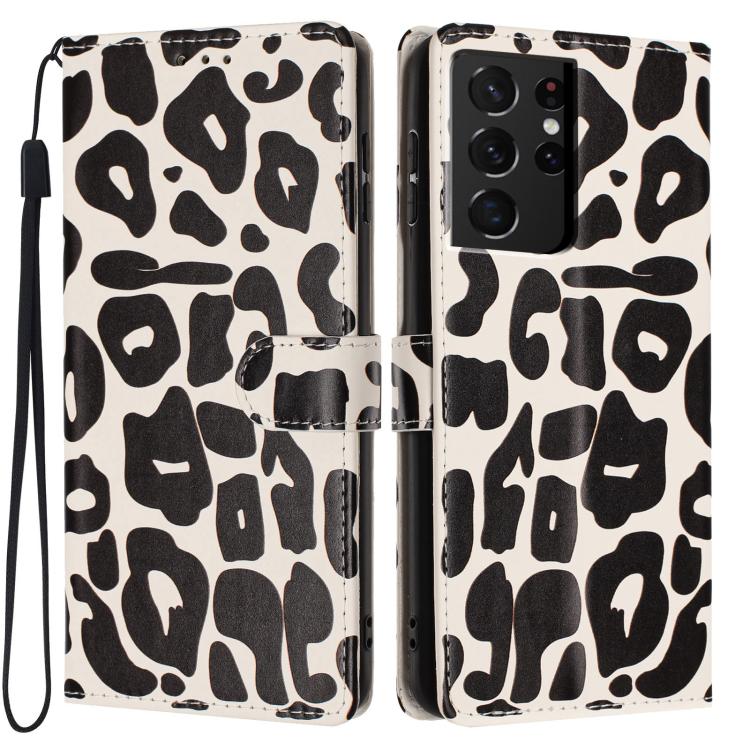 Portafoglio con stampa leopardata, custodia per telefono in ecopelle con cordino, For Galaxy S21 FE 5G, For Galaxy S21 5G, For Galaxy S21+ 5G, For Galaxy S21 Ultra 5G