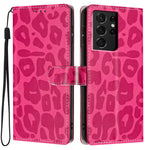 Portafoglio con stampa leopardata, custodia per telefono in ecopelle con cordino, For Galaxy S21 FE 5G, For Galaxy S21 5G, For Galaxy S21+ 5G, For Galaxy S21 Ultra 5G