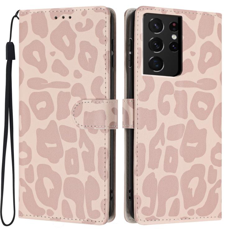 Portafoglio con stampa leopardata, custodia per telefono in ecopelle con cordino, For Galaxy S21 FE 5G, For Galaxy S21 5G, For Galaxy S21+ 5G, For Galaxy S21 Ultra 5G