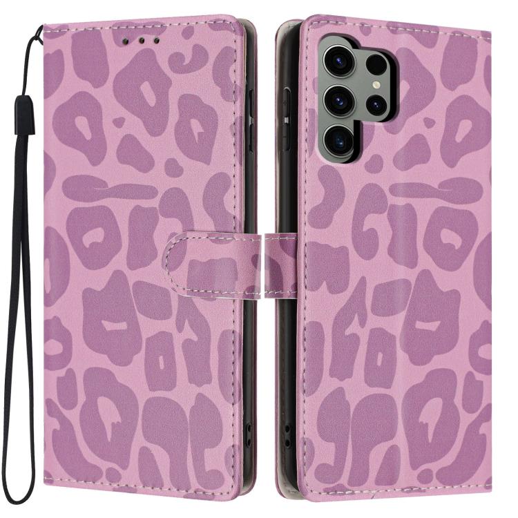Portafoglio con stampa leopardata, custodia per telefono in ecopelle con cordino, For Galaxy S24 5G, For Galaxy S23 Ultra 5G, For Galaxy S23+ 5G, For Galaxy S23 5G