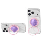 Supporto magnetico per telefono in silicone liquido con anello grande e rotazione a 360 gradi, a contrasto di colore.