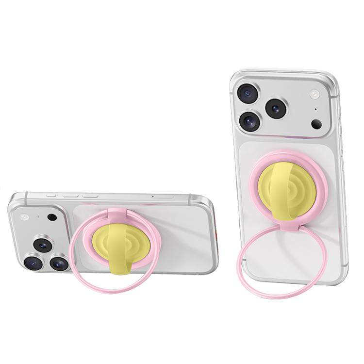 Supporto magnetico per telefono in silicone liquido con anello grande e rotazione a 360 gradi, a contrasto di colore.
