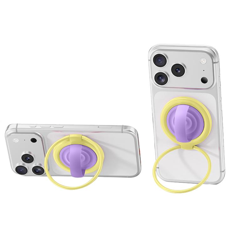 Supporto magnetico per telefono in silicone liquido con anello grande e rotazione a 360 gradi, a contrasto di colore.