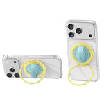 Supporto magnetico per telefono in silicone liquido con anello grande e rotazione a 360 gradi, a contrasto di colore.