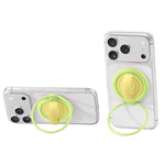 Supporto magnetico per telefono in silicone liquido con anello grande e rotazione a 360 gradi, a contrasto di colore.